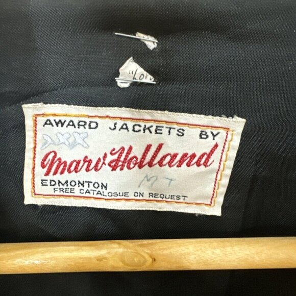 Vintage 1966 Varsity Men M/L Basketball Lords Edmonton Leather Wool Jacket - Picture 9 of 11